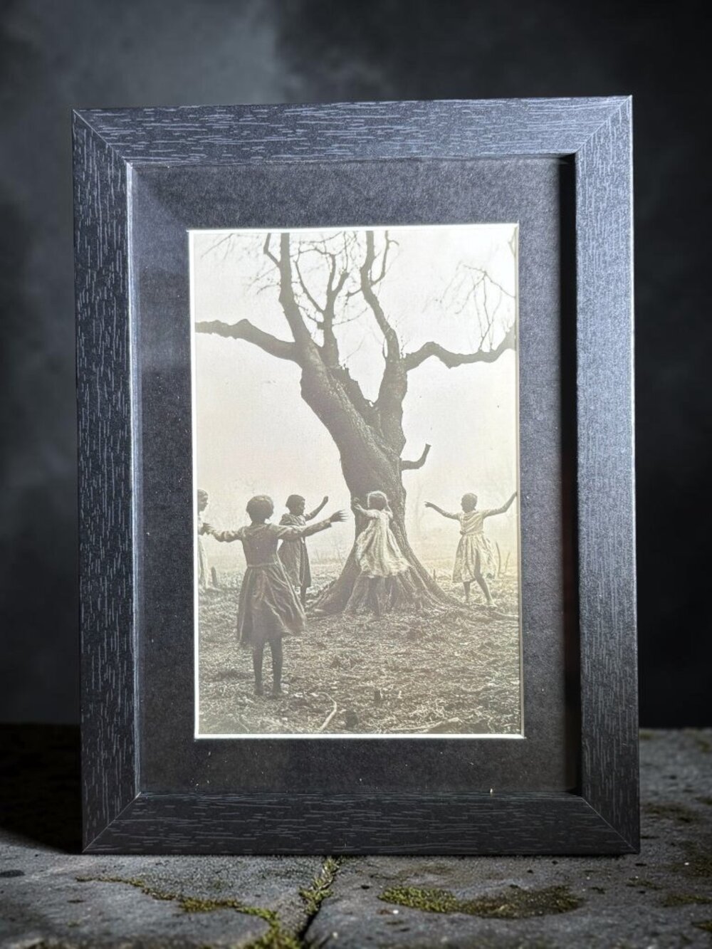 Children Around Bare Tree Framed Gothic Art | 5x7